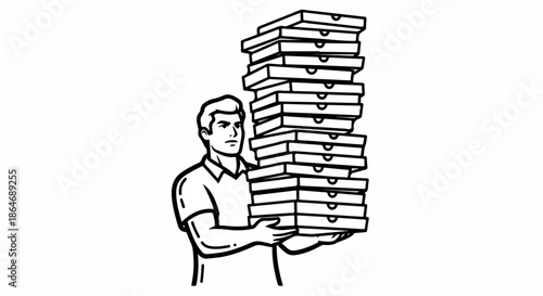 Man carrying stack of pizza boxes
