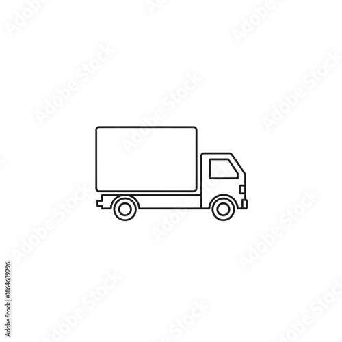 Minimalist Illustration of a Delivery Truck in Black and White