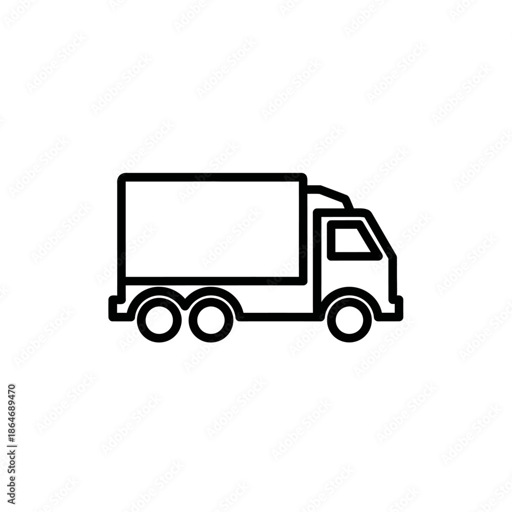 Fototapeta premium Minimalist Black Truck Icon for Transportation and Logistics Design