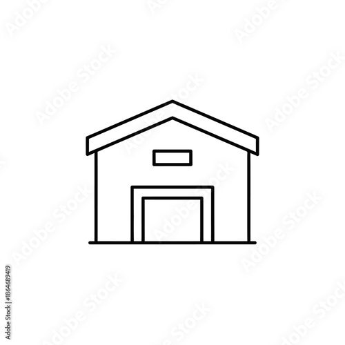 Minimalist Black and White Line Drawing of Modern Architectural Structure