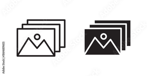 Image icons, black line art and clipart vector logo