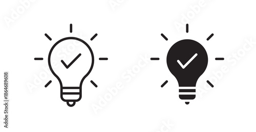 Idea icons, black line art and clipart vector logo