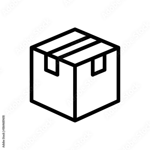 Minimalist Line Art Illustration of a Cardboard Shipping Box for Packaging and Delivery Concepts
