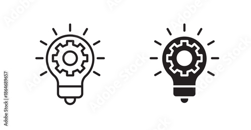 Innovation icons, black line art and clipart vector logo