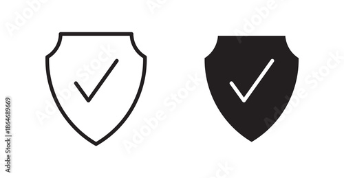 Insured icons, black line art and clipart vector logo