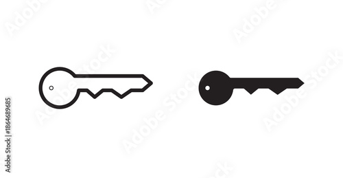 key icons, black line art and clipart vector logo