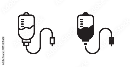 IV drip icons, black line art and clipart vector logo