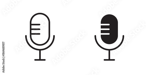 Microphone icons, black line art and clipart vector logo