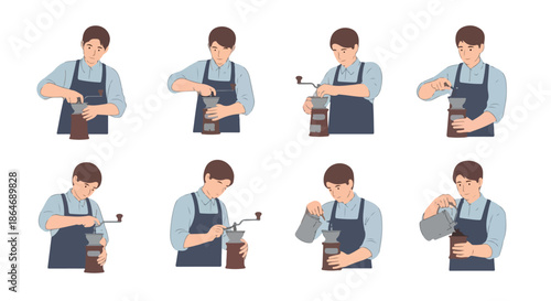 Pour over coffee brewing process steps