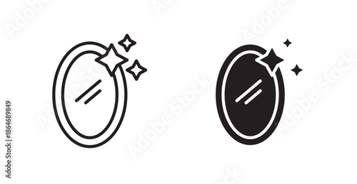 Mirror icons, black line art and clipart vector logo