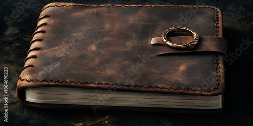 Leather Fashion Journal Beside Cuff and Ring Luxury Accessories Still Life