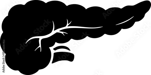 Human Pancreas Organ Black Silhouette Medical Icon Vector