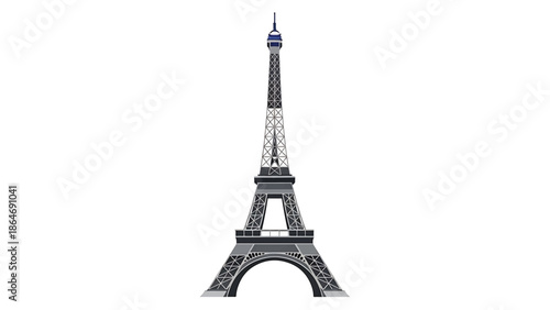 A vector illustration depicts a famous, iconic structure. It features a detailed design of its structure, showcasing a combination of straight lines and curves