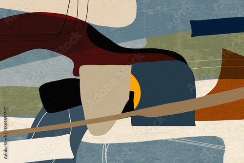 Photos Soft and minimalistic abstract artwork with delicate lines and muted tones, crea