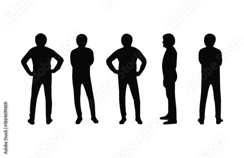 standing man silhouette in different types of position with standing sideways easy to edit and use standing sideways	
