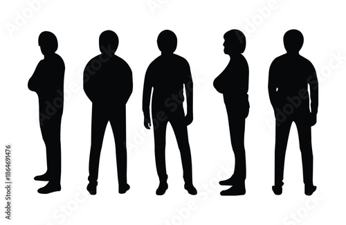 standing man silhouette in different types of position with standing sideways easy to edit and use standing sideways