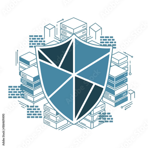 Cyber Security Shield and Network Protection Concept