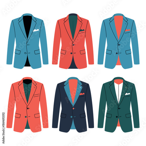 A collection of colorful blazers on a white background for fashion and style inspiration