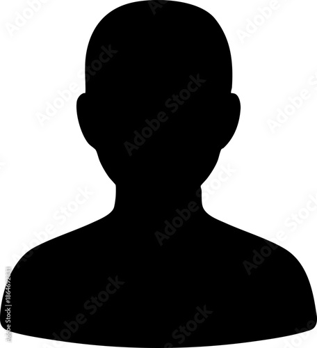 Black Silhouette Male User Profile Avatar Icon Placeholder