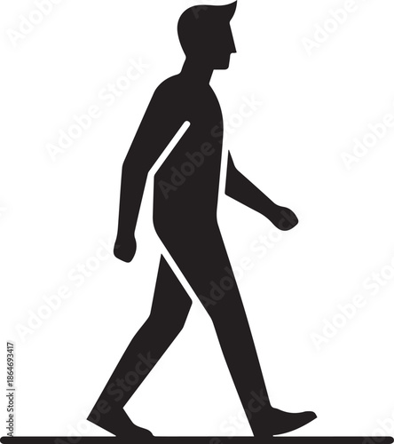 Vector illustration of a standing silhouette in black posing with a fashion model figure and beauty contour
