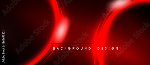 Abstract red design. Smooth curves create dynamic visual effect over black backdrop. Modern, elegant presentation.