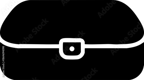 Simple Black Icon of a Closed Clutch Purse or Storage Case