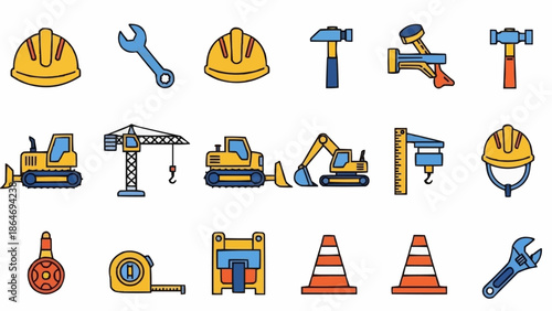 construction icons set