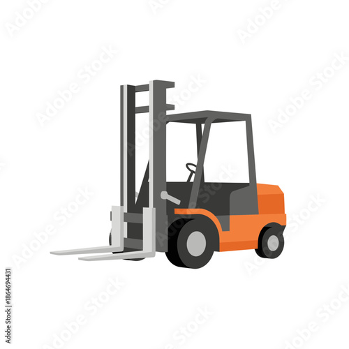 Orange Forklift Truck Vector Illustration