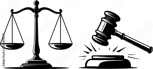 Law and justice symbols vector illustration