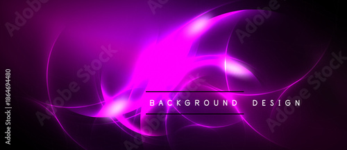 Abstract pink neon lines over black background. Modern design elements create dynamic visual effect. Text reads background design.