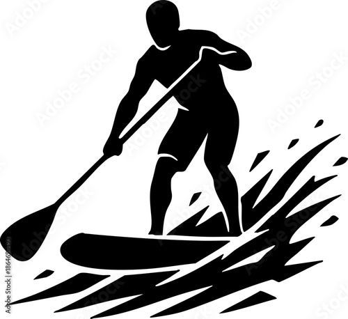 Stand Up Paddleboarding Water Sport Silhouette Icon