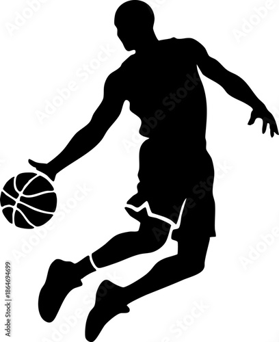 Professional Basketball Player Dunking Silhouette