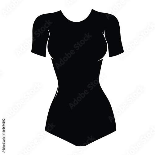 Black short sleeve female bodysuit silhouette