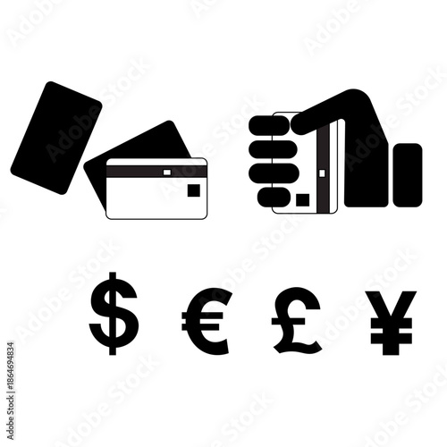 Payment Methods Icons ,Credit card on a hand business icon,Currency & Card