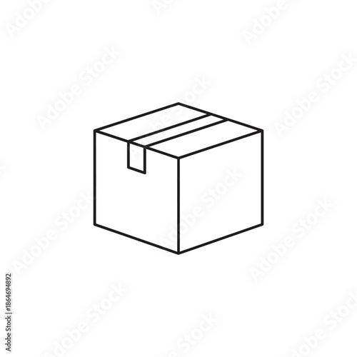 Minimalist Line Drawing of a Cardboard Box for Packaging and Shipping Concepts