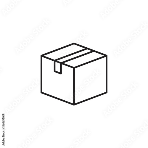Minimalist Line Art of a Cardboard Box for Packaging and Shipping Concepts