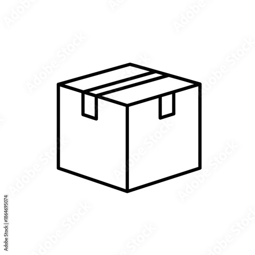 Minimalist Line Art of a Cardboard Box for Shipping and Packaging Concepts