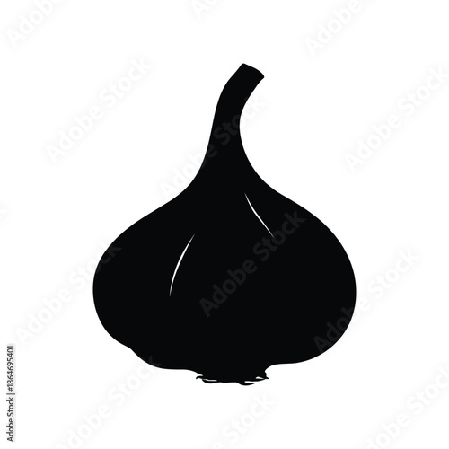 Black silhouette of garlic bulb vector