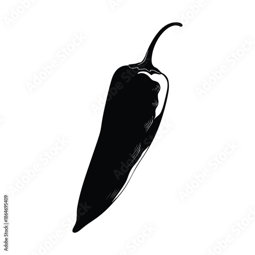Single chili pepper black silhouette vector