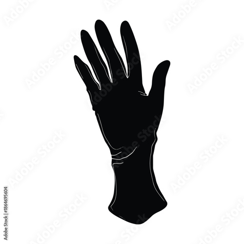 Black rubber glove isolated on white