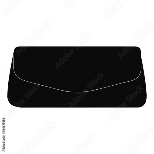 Black clutch purse silhouette flat vector illustration