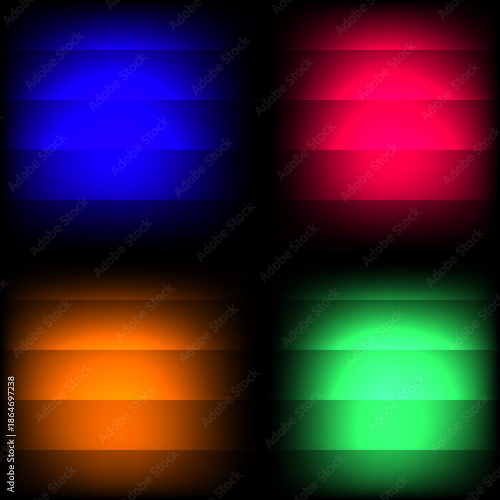 Obraz premium Vibrant Four Color Glow Panels with Horizontal Digital Shutter Effect