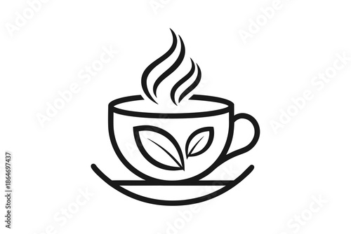 herbal tea cup icon organic steam style