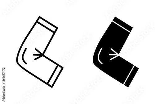 A black and white illustration of two pipe elbows on a plain background