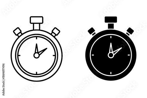 A black and white illustration of two stopwatches on a plain background