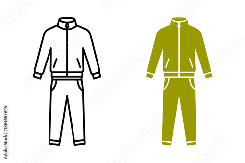 A graphic illustration of two colored tracksuits on a white background
