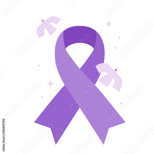 Awareness ribbon line icon. world cancer day.. International Day February 4
