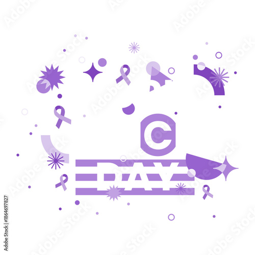 world cancer day. cancer awareness ribbon on modern abstract geometric background. International Day February 4