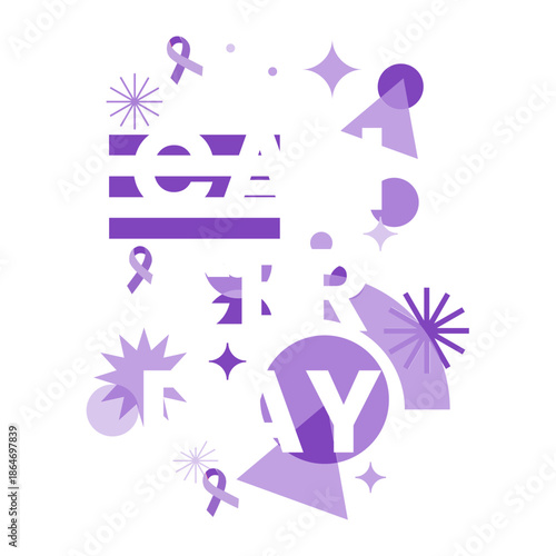 world cancer day. cancer awareness ribbon on modern abstract geometric background. International Day February 4