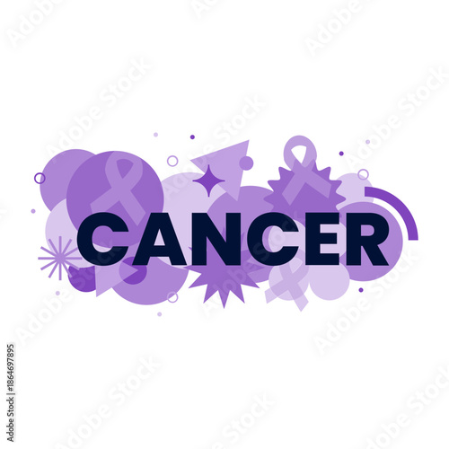 world cancer day. cancer awareness ribbon on modern abstract geometric background. International Day February 4